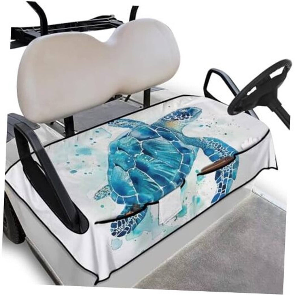 Universal golf cart seat cover towel blanket with blue sea turtle print