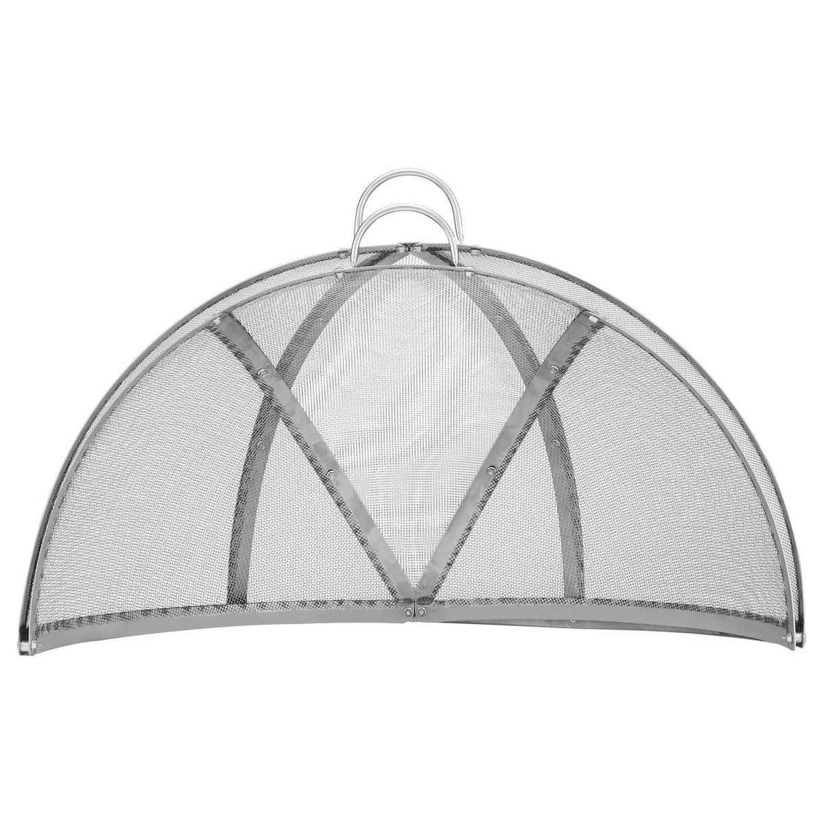 Round stainless steel fire pit spark screen cover lid with mesh and top handle