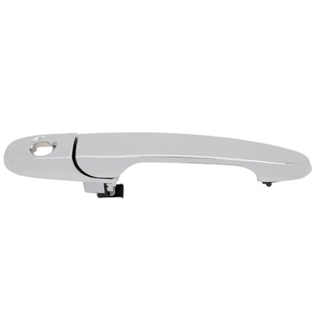 Exterior front right door handle with black latch trim, silver-gray finish