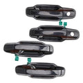 Black exterior door handle, glossy finish with round keyhole opening