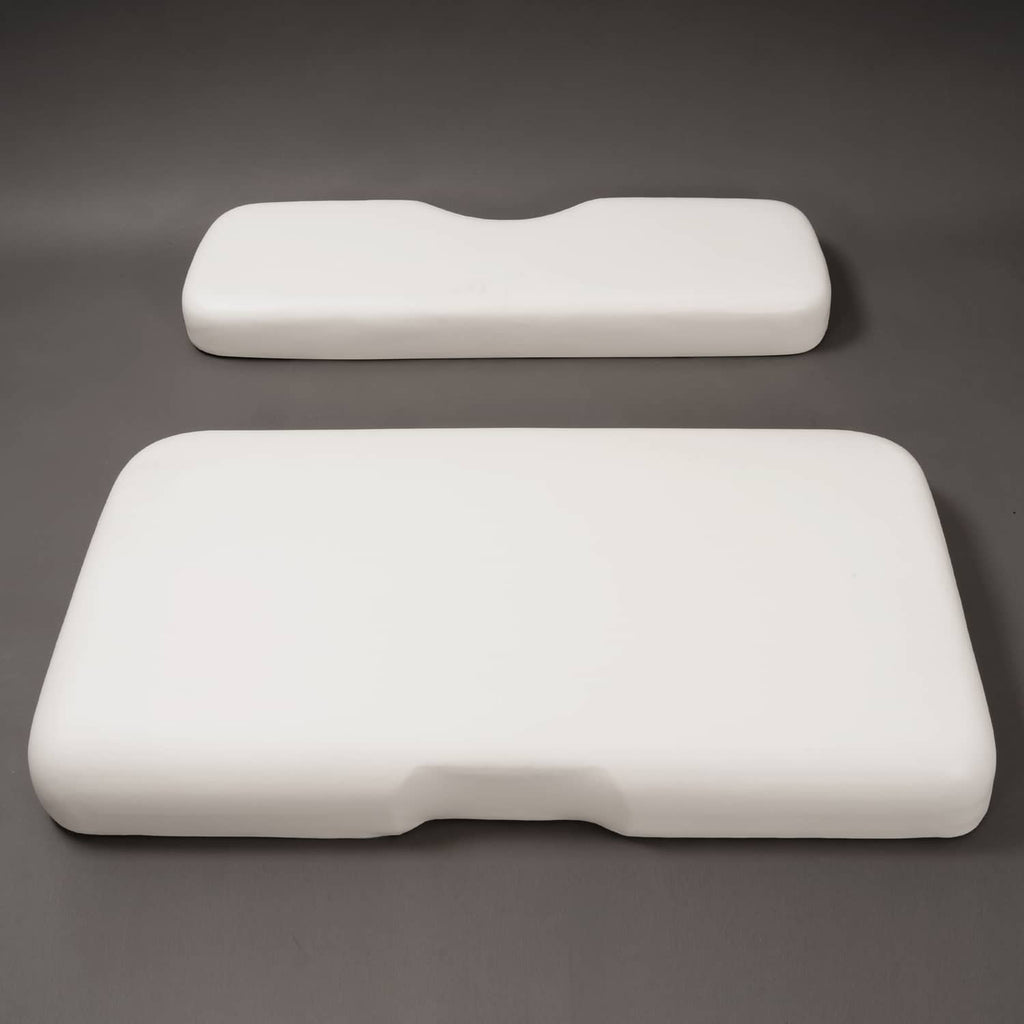 White golf cart seat bottom cushion, contoured shape