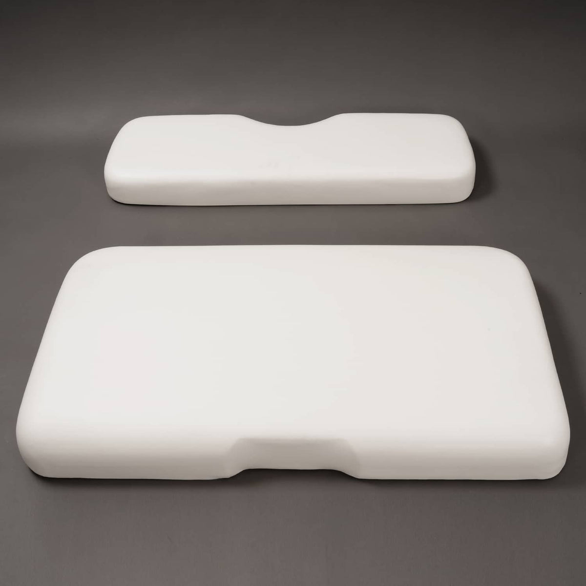 White golf cart seat bottom cushion, contoured shape