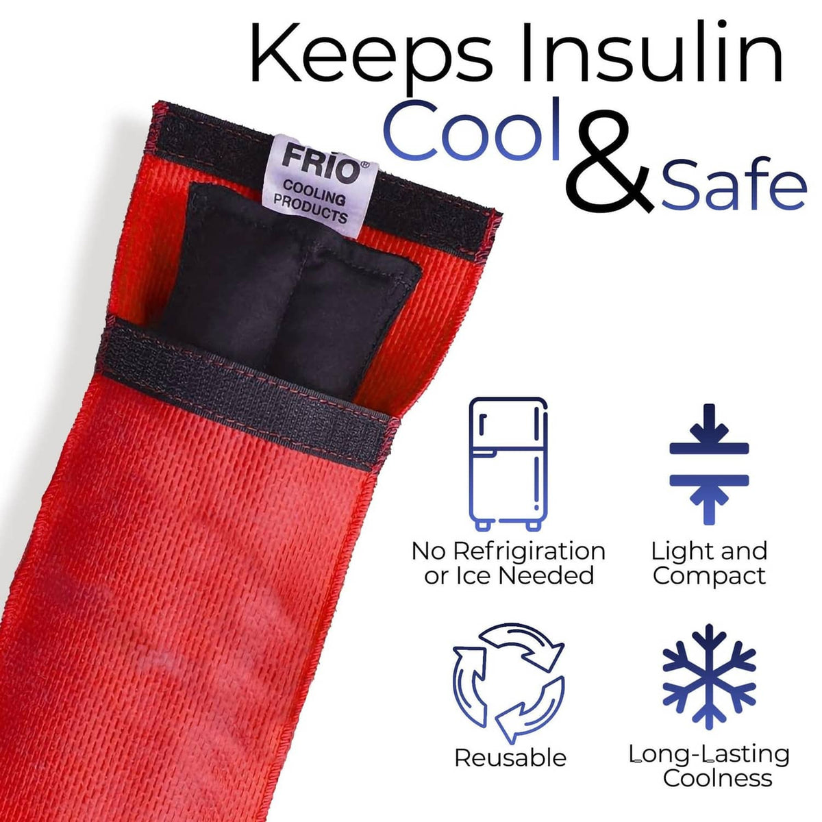 Red FRIO cooling wallet with black inner pocket and protective top flap