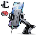 3-in-1 black car phone holder with suction mount and adjustable cradle