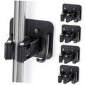Black gripper broom holder with 4 clamp arms on stainless steel pole
