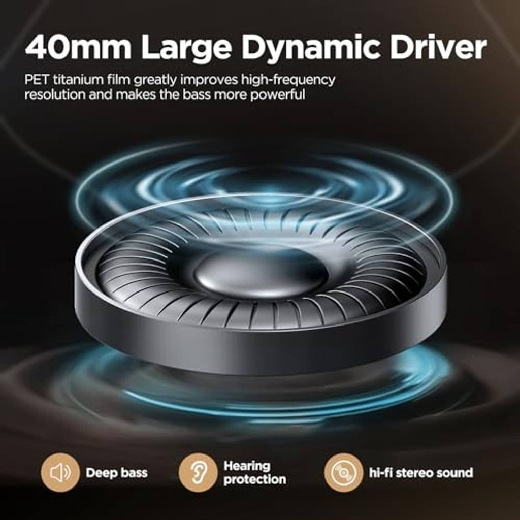 Purple over-ear headphone earcup with visible dynamic driver design