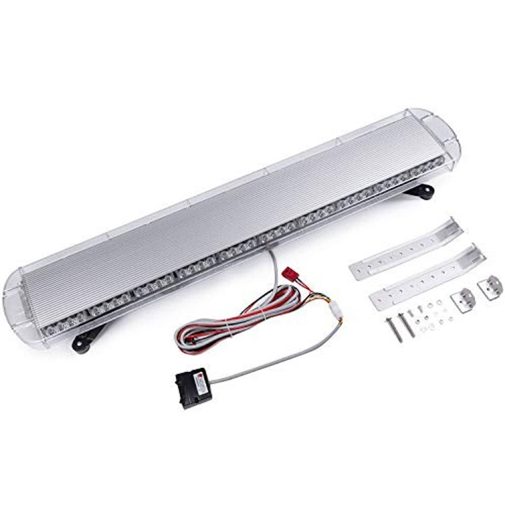 Clear LED strobe light bar with wiring harness, brackets, and mounting hardware kit