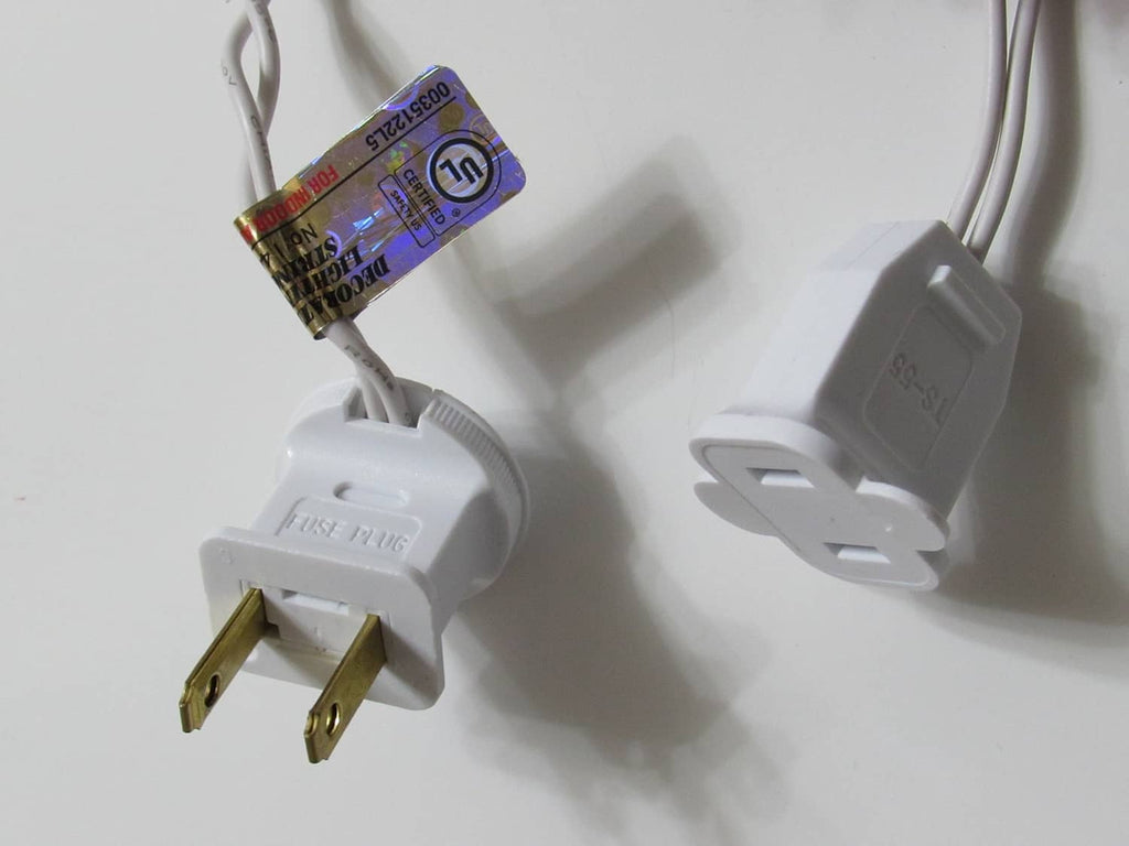 Two-prong plug and cord connector for the Easter string lights