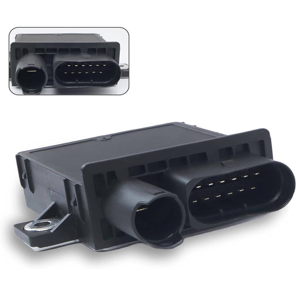 Glow plug control module with front multi-pin connector and mounting bracket