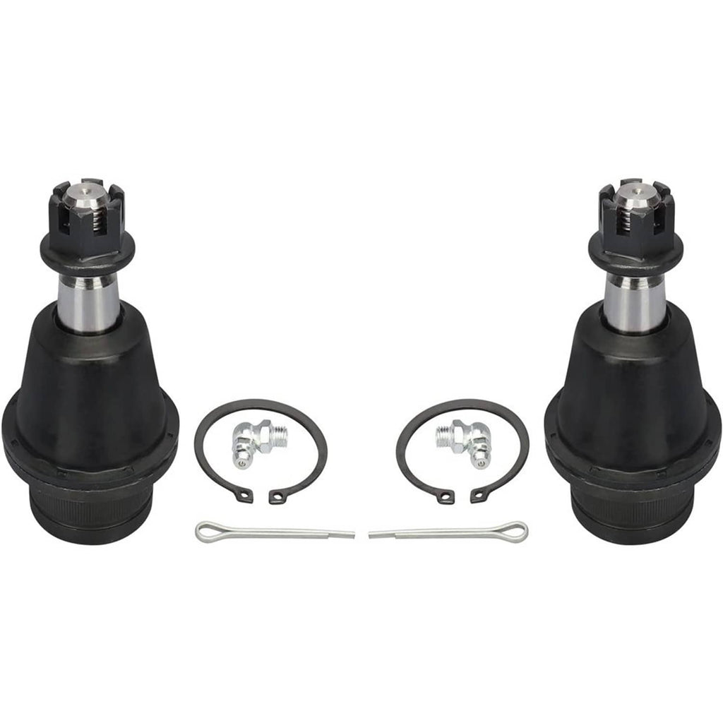 Front ball joint boots and caps, black rubber with metal studs