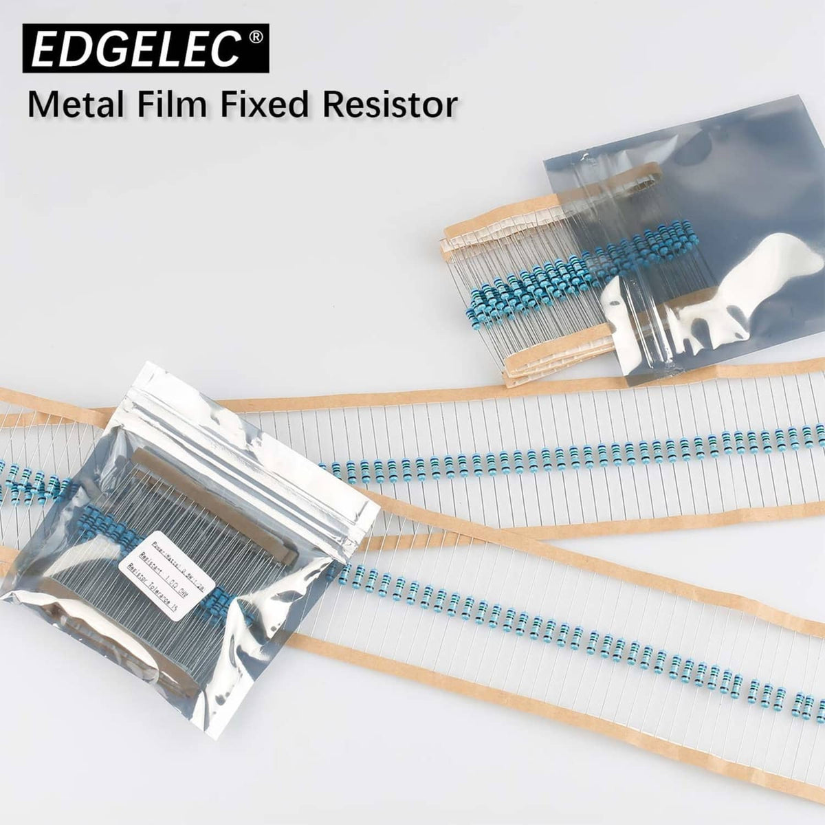EDGELEC metal film fixed resistor pack with axial lead resistors in bag