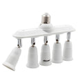 White 5-way E26 light socket splitter with five outlets and one screw base