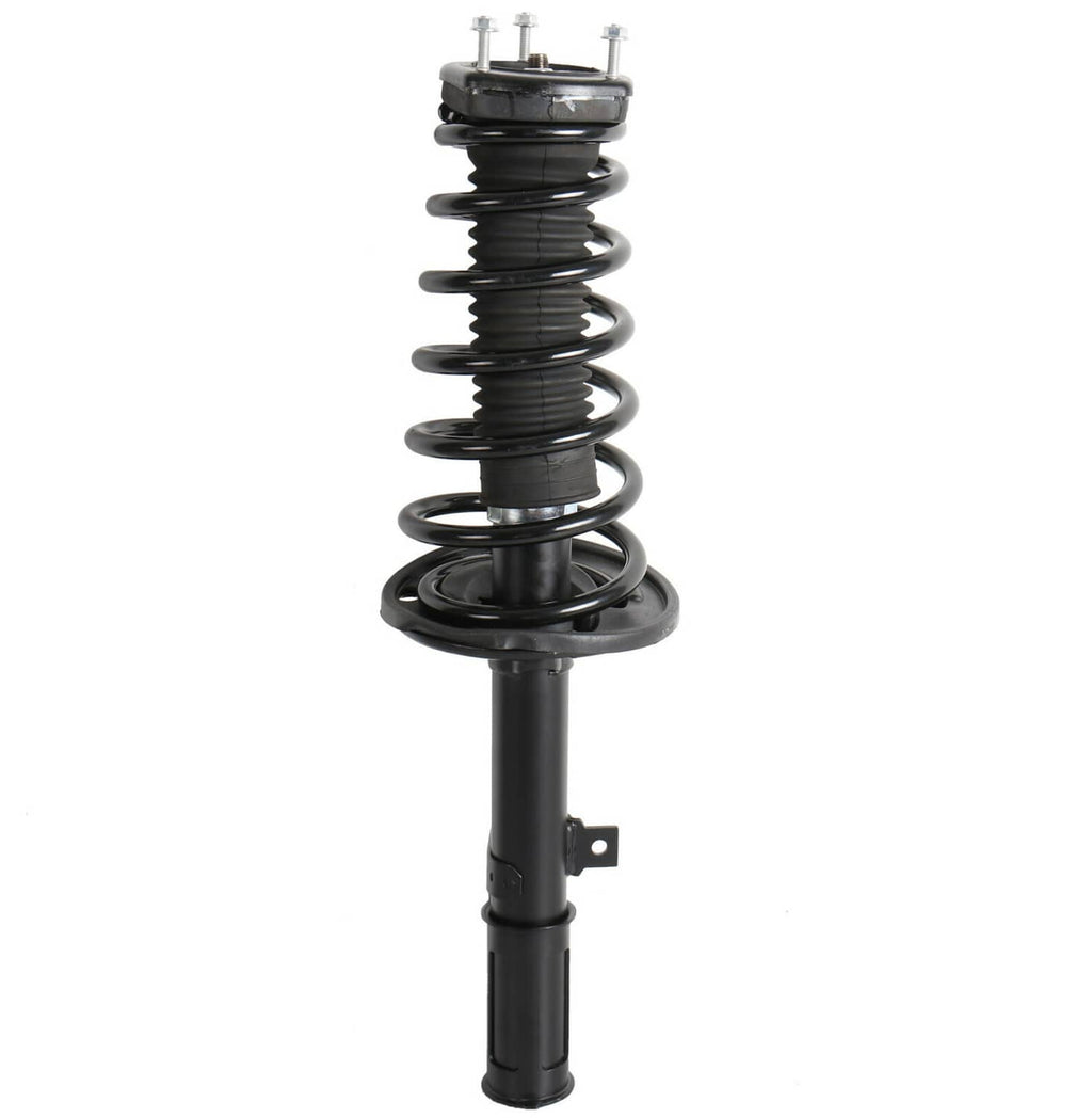 Single shock strut with black coil spring and top spring seat plate