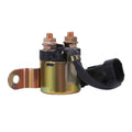 Starter solenoid relay with gold can, black connector, and two copper terminals