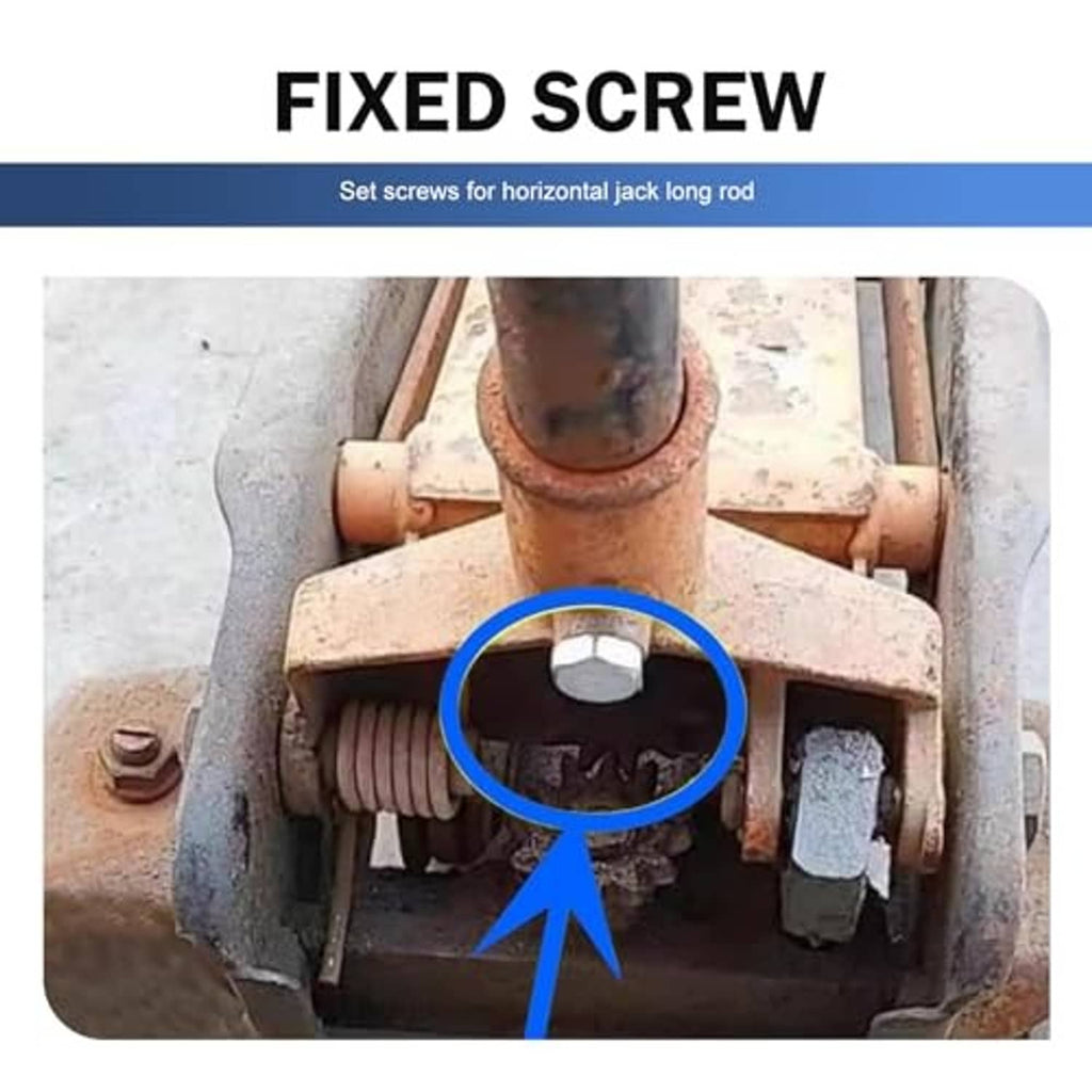 Hydraulic jack fixed set screw shown installed in metal clamp