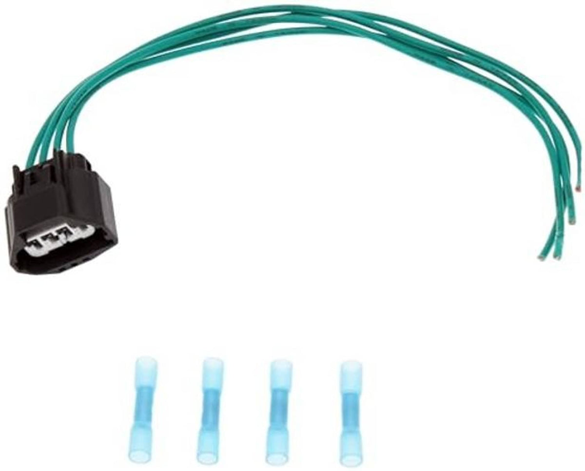 Throttle body connector harness with green wires and four blue terminal ends