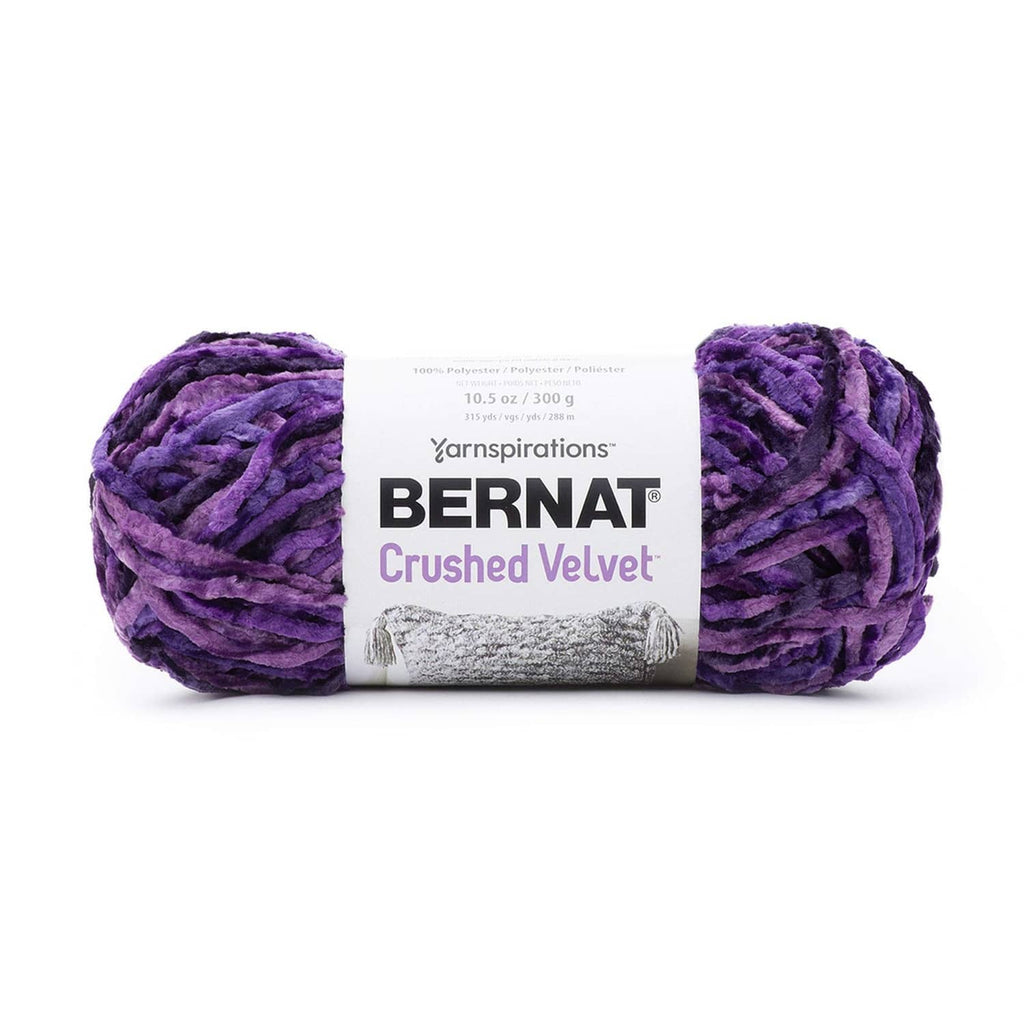 Crushed Velvet yarn skein, potent purple, bulky 300 g ball for knit or crochet