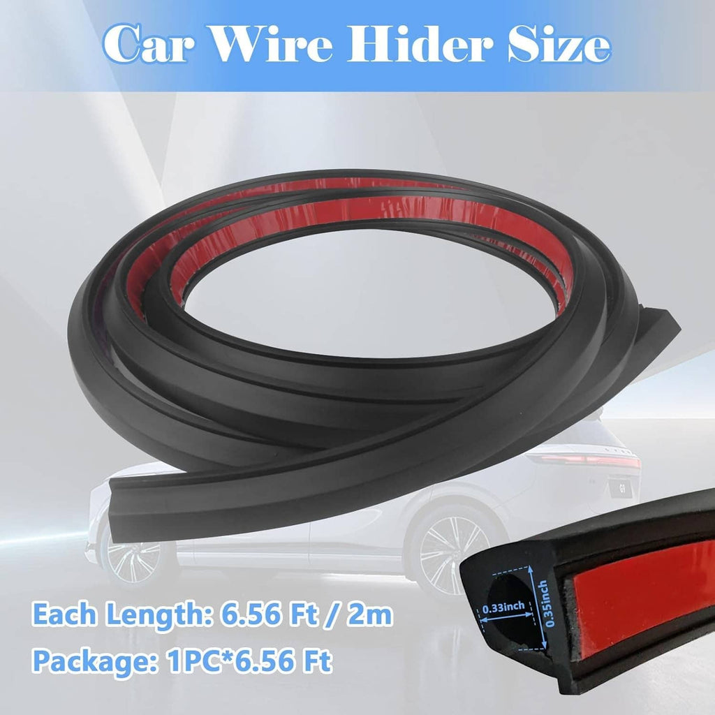 Black windshield wire hider strip with pre-cut groove channel, rolled