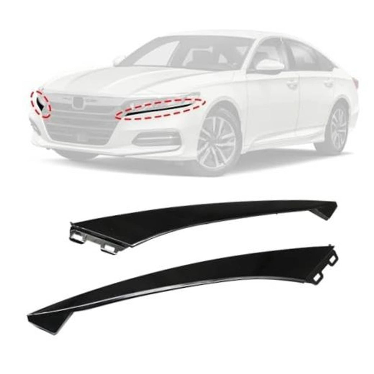 Black lower grille molding trim, driver and passenger side replacement pieces
