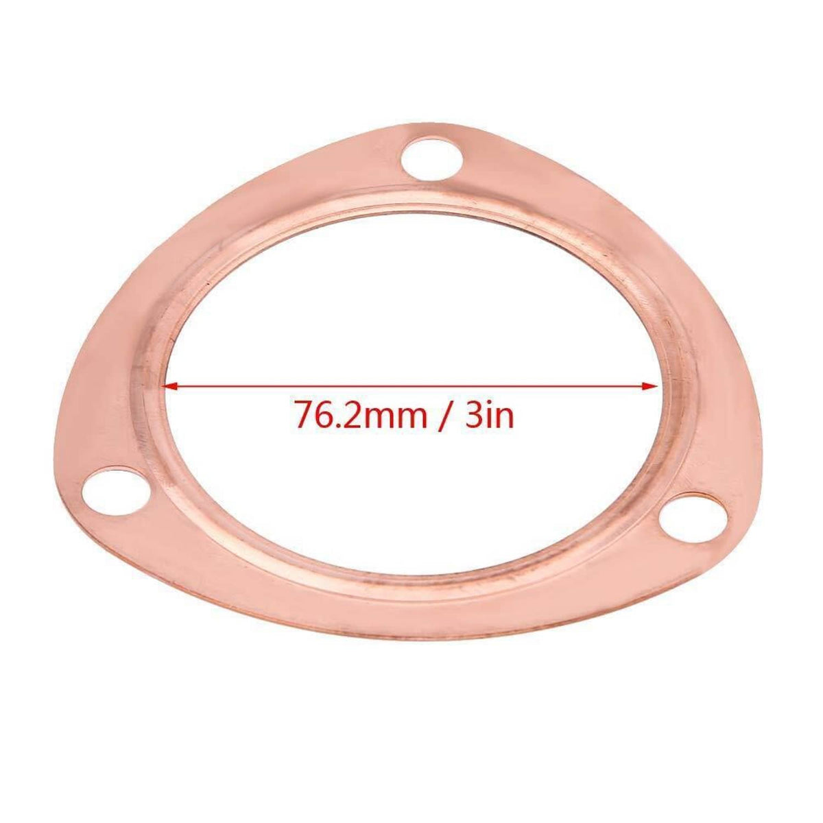 3 in (76.2 mm) copper exhaust gasket flange with bolt holes, circular opening