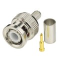 10-pack BNC male crimp connectors with brass contact pin and heat-shrink sleeves