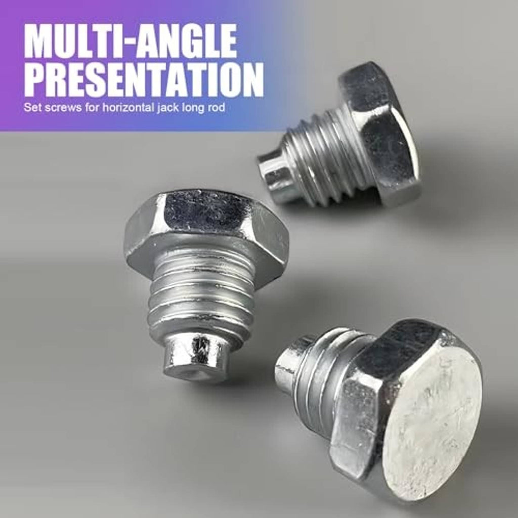 Hex-head threaded screw bolts set with flat washers, chrome finish for jack use