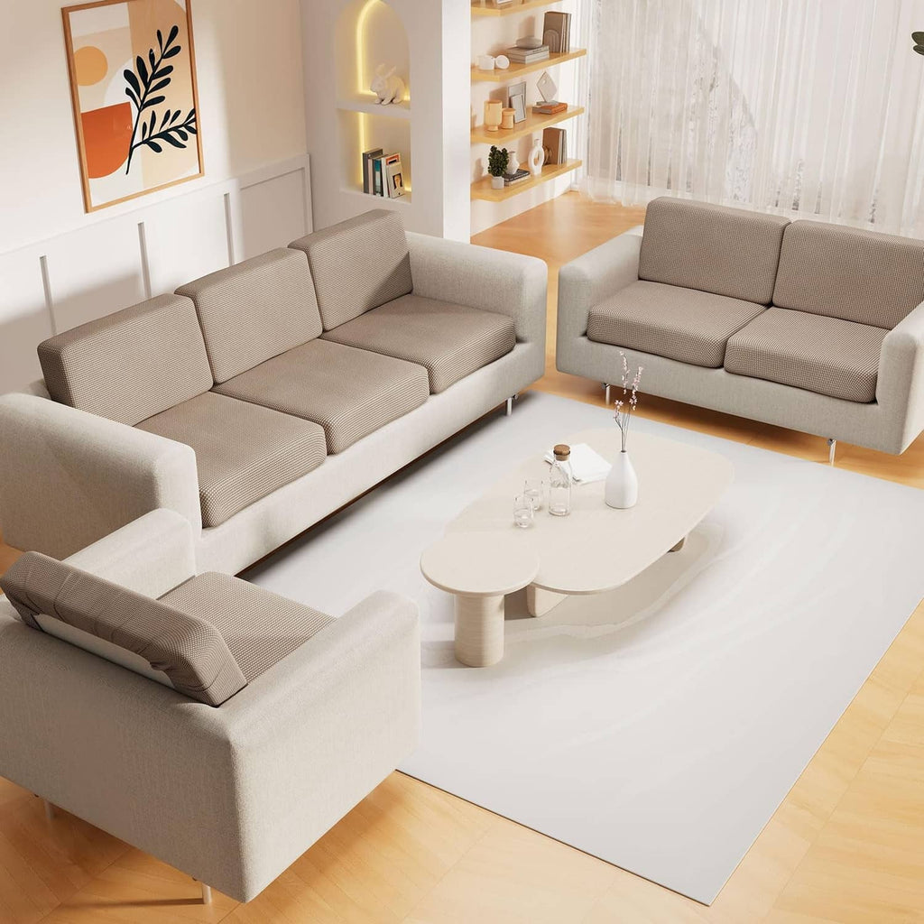 Taupe sofa cushion covers set with fitted seat and backrest panels