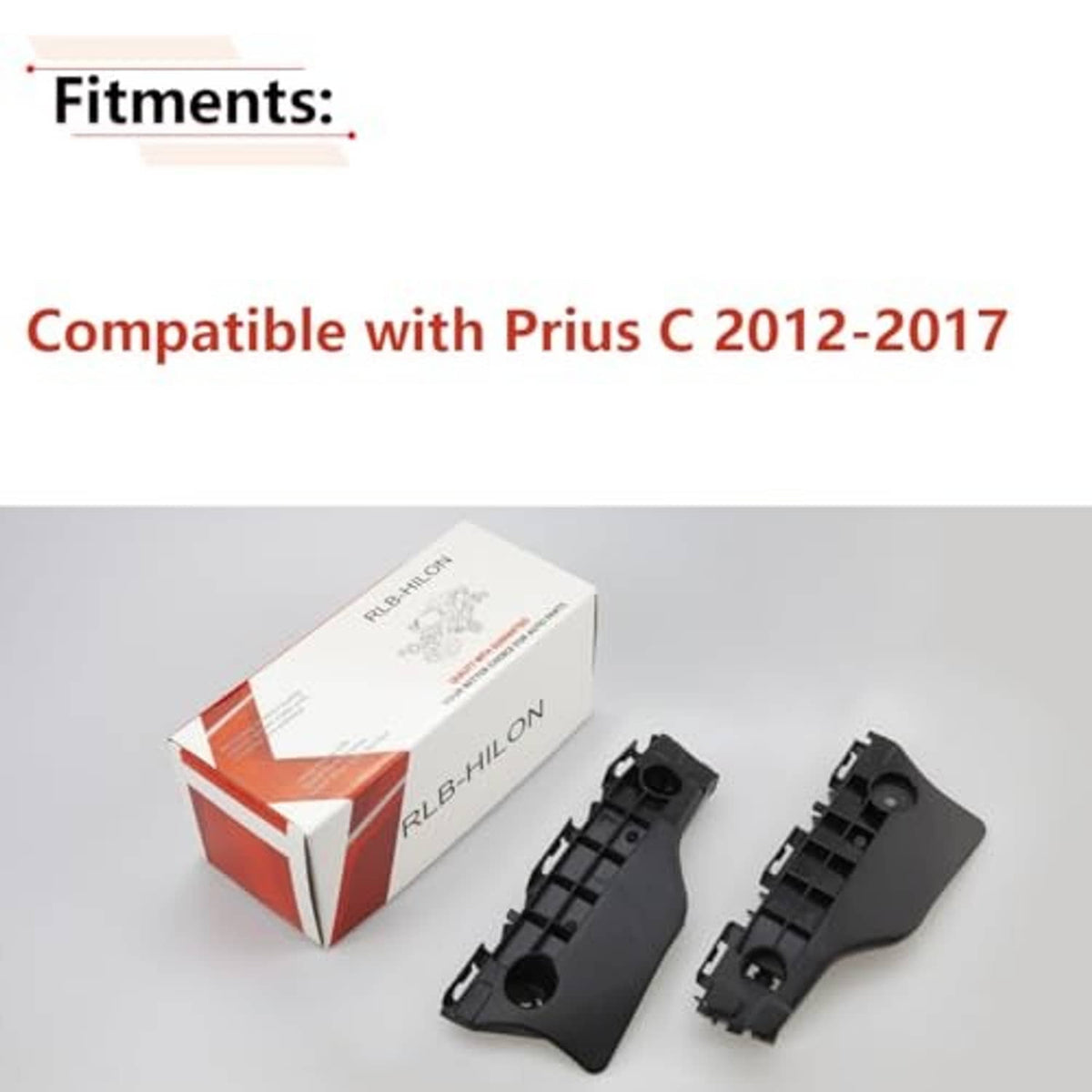 Black front bumper bracket pair with box packaging and round mounting holes