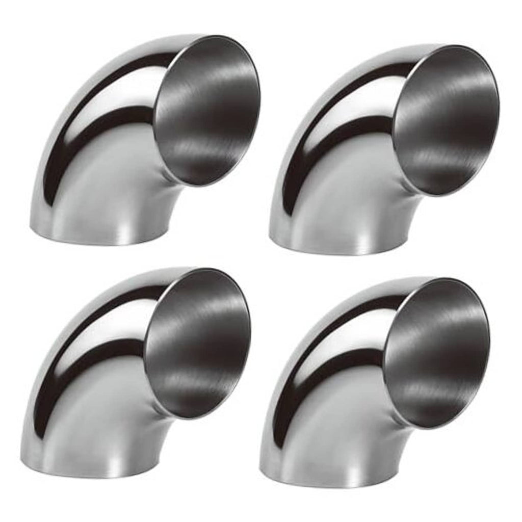 Stainless steel 90-degree elbow pipe fittings, mirror-polished, 4-pack