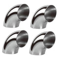 Stainless steel 90-degree elbow pipe fittings, mirror-polished, 4-pack