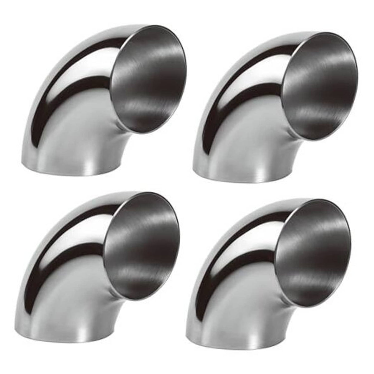 Stainless steel 90-degree elbow pipe fittings, mirror-polished, 4-pack