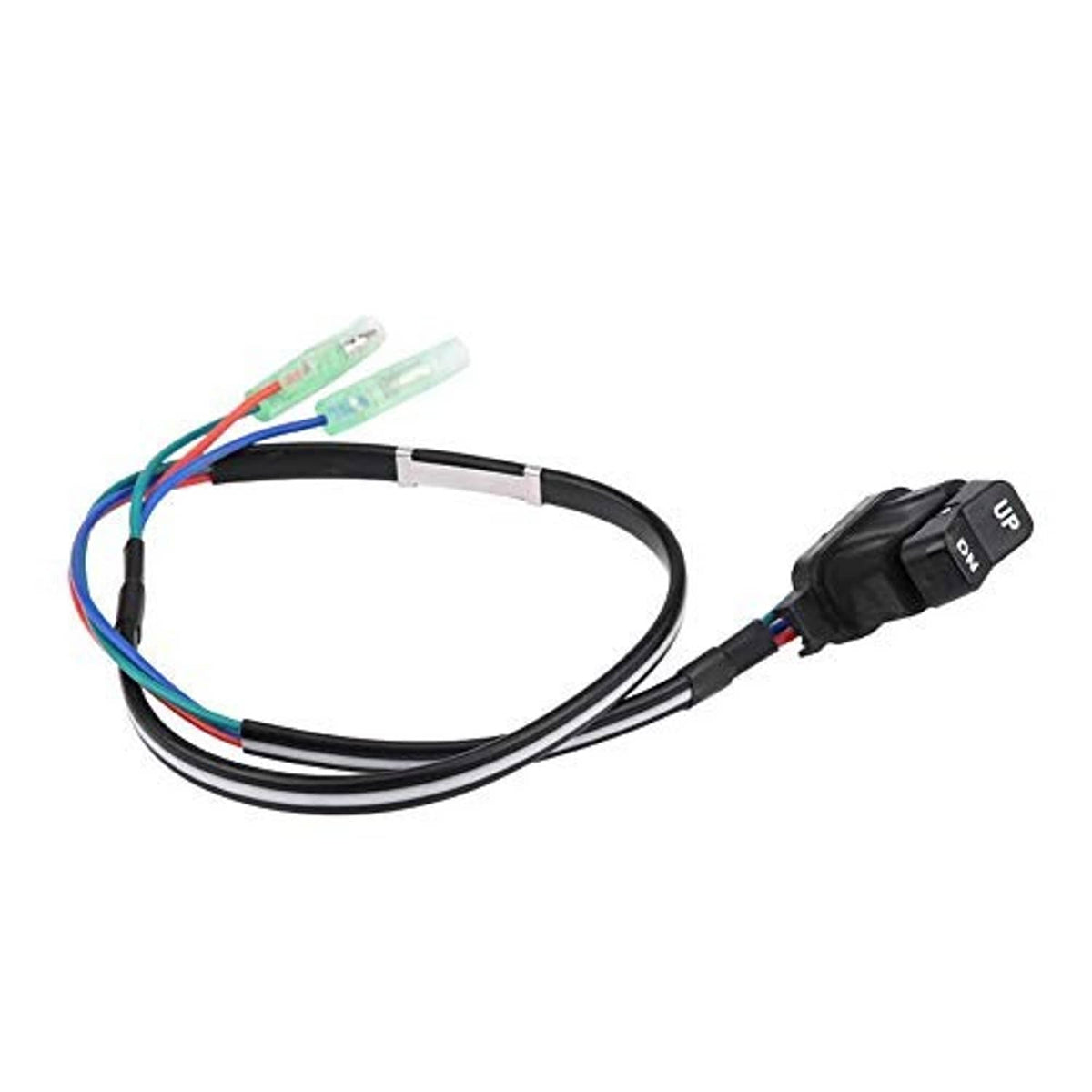Power trim switch assembly with black cable and switch module, multi-color wire leads