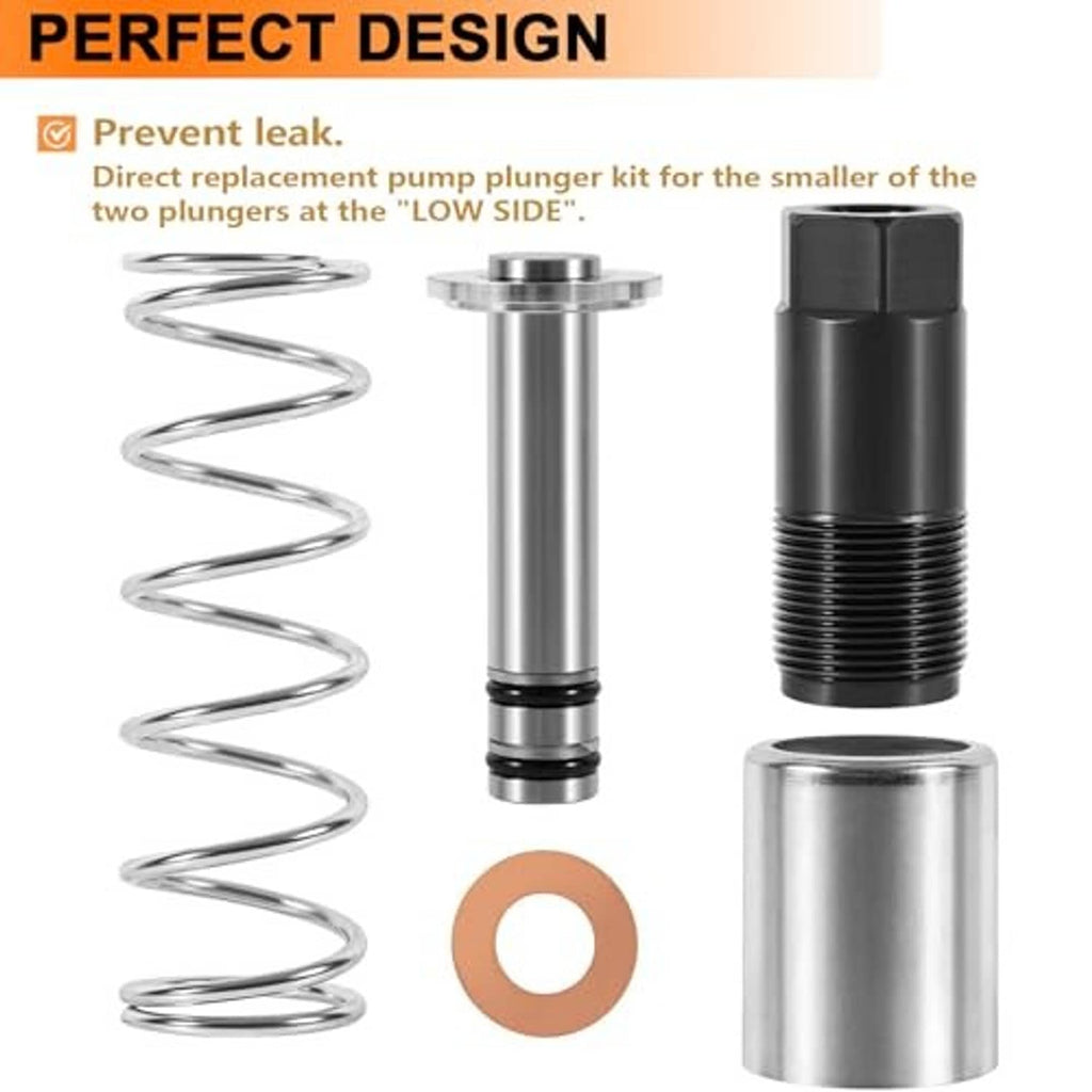 Pump plunger replacement kit with coil spring, metal cylinder sleeve and copper gasket