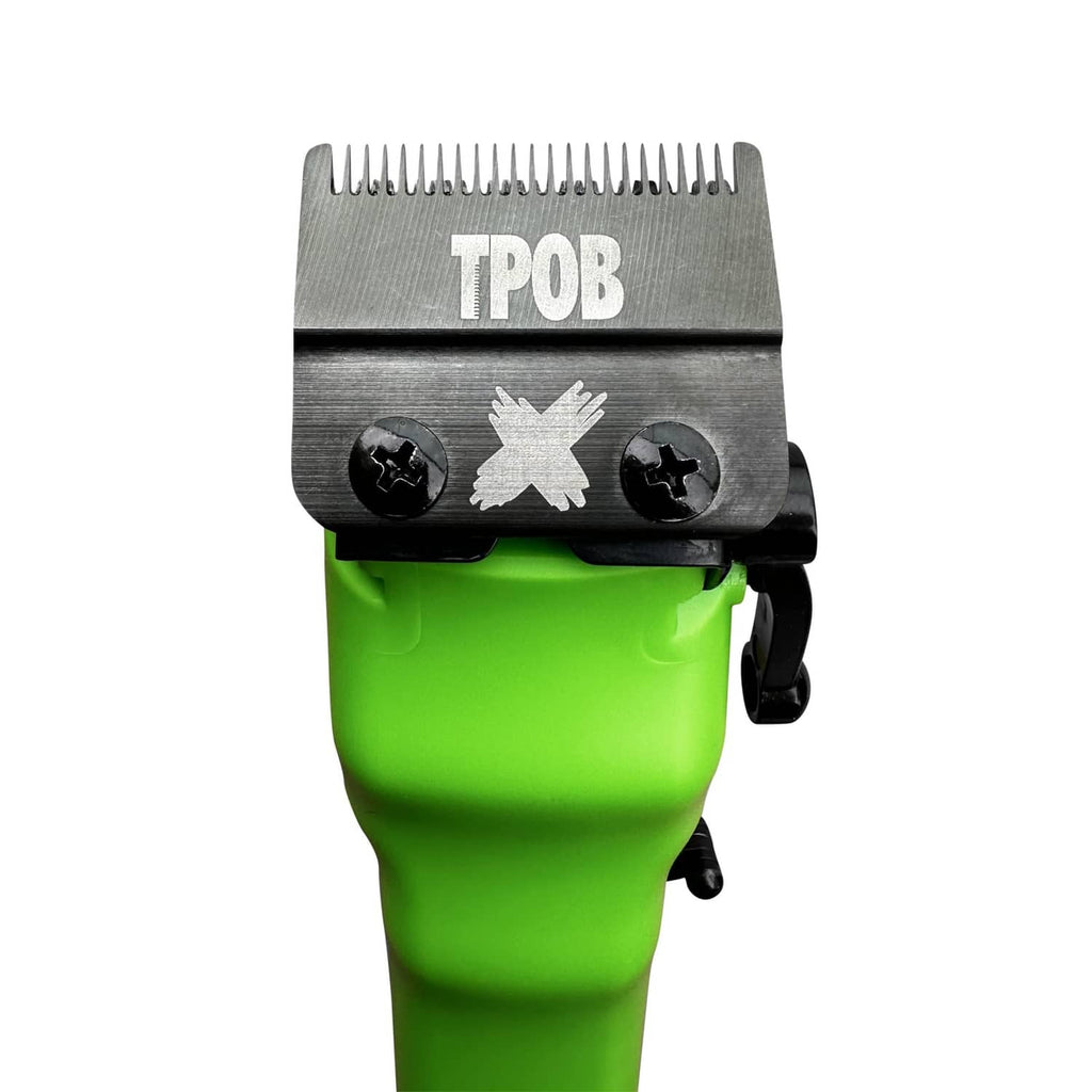 TPOB green hair clipper blade head with guard comb and screw mounts