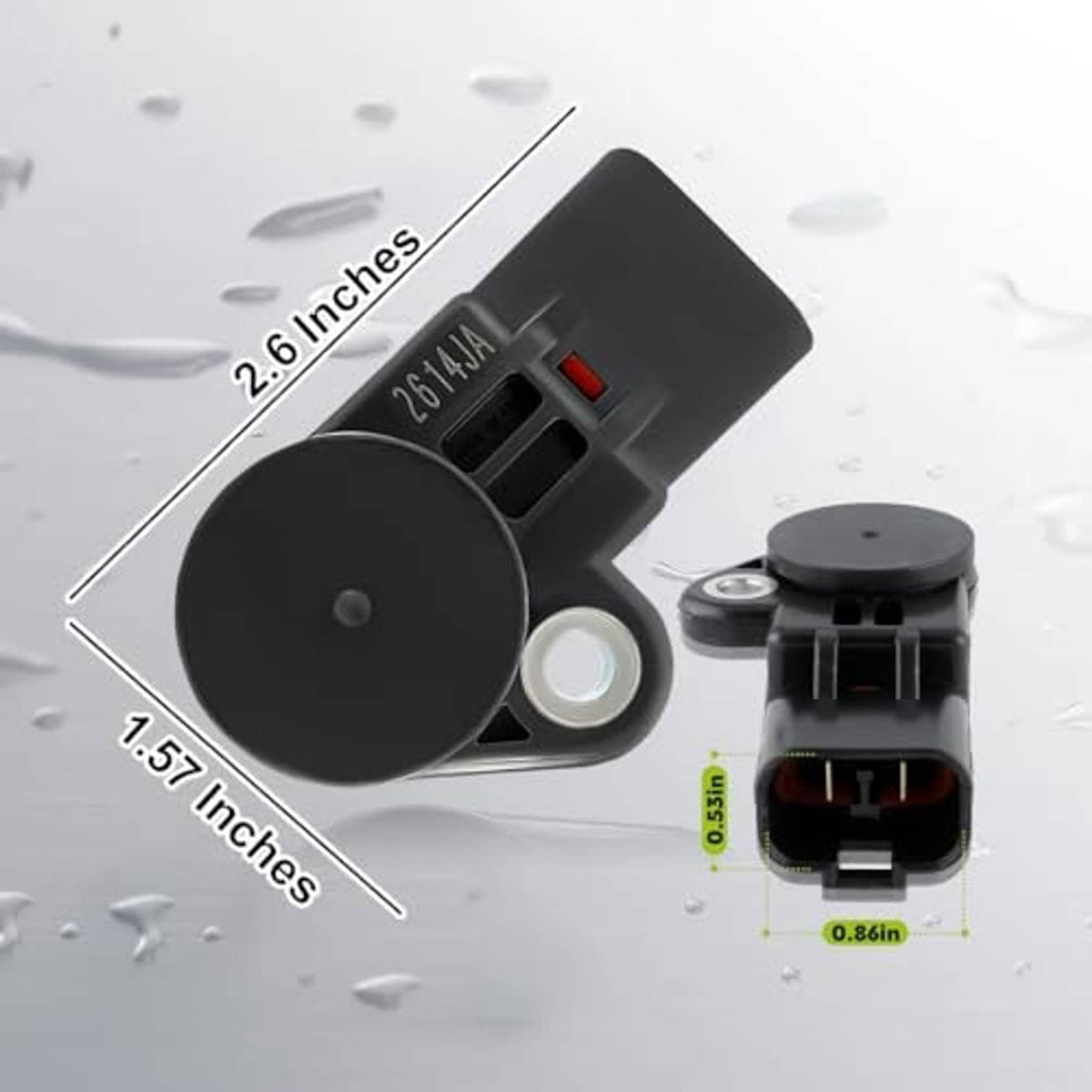 Long camshaft position sensor with size dimensions shown (2.6 in)