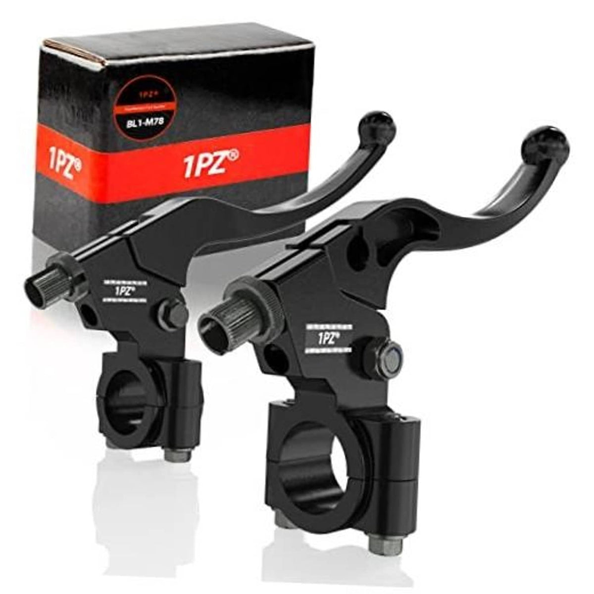 Black clutch and brake lever perch set with mounting stems, replacement handle levers