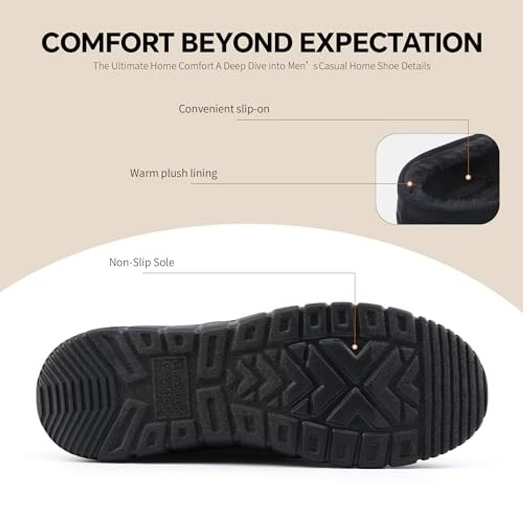 Black faux-fur slipper outsole with textured non-slip tread