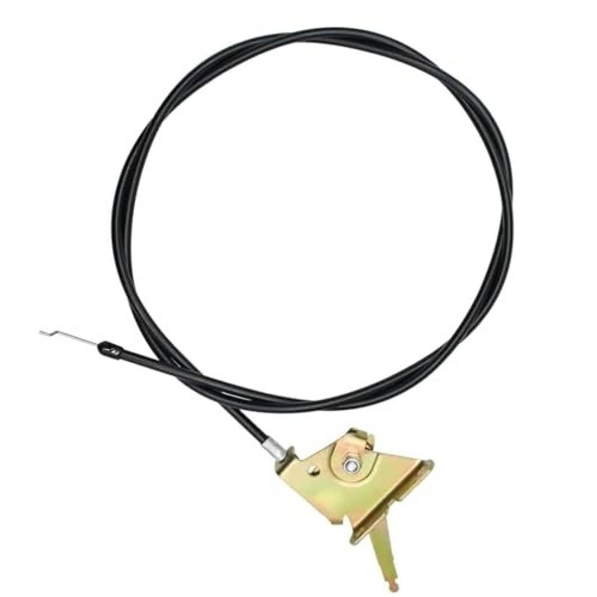 Throttle control cable with black cable and gold lever bracket