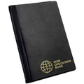 Black coin collection album with gold globe logo on front cover