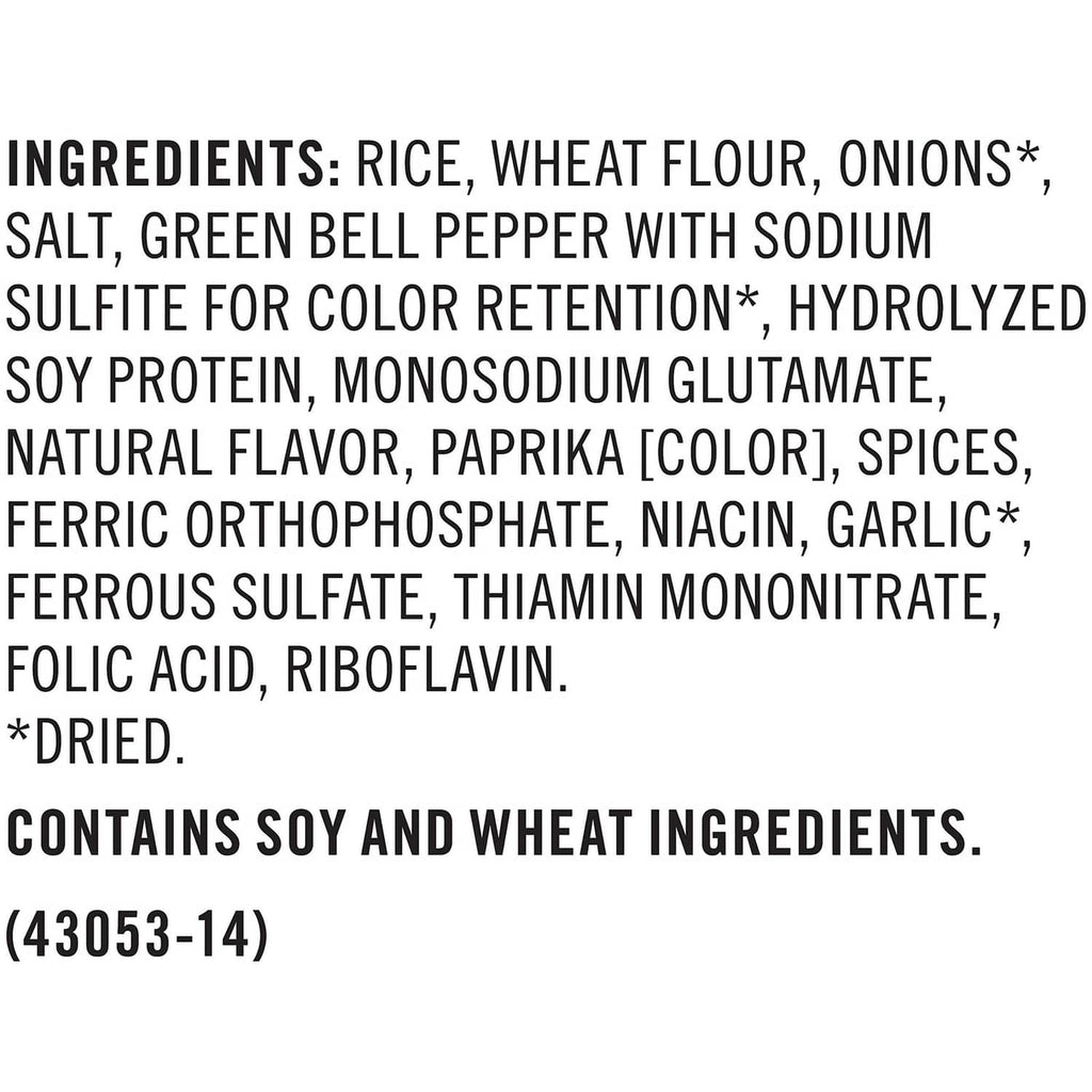 Rice-a-roni Spanish rice ingredients list text on back of the box