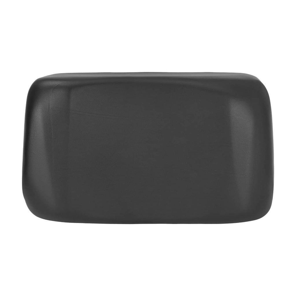 Black golf cart seat back cushion, rounded rectangular profile, smooth vinyl cover