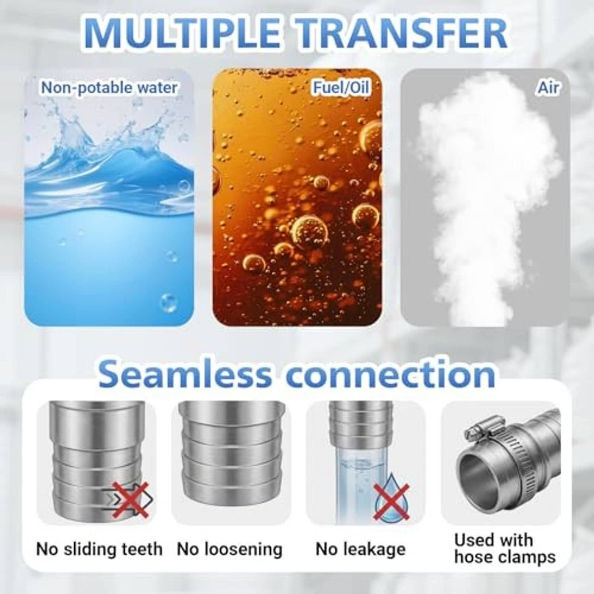 Four aluminum hose barb couplers for seamless connection, silver ridged fittings