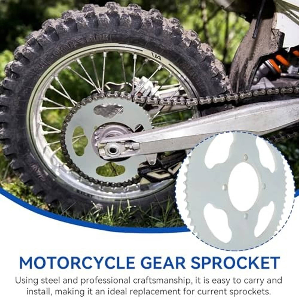 Motorcycle gear sprocket mounted beside the chain on a small off-road bike
