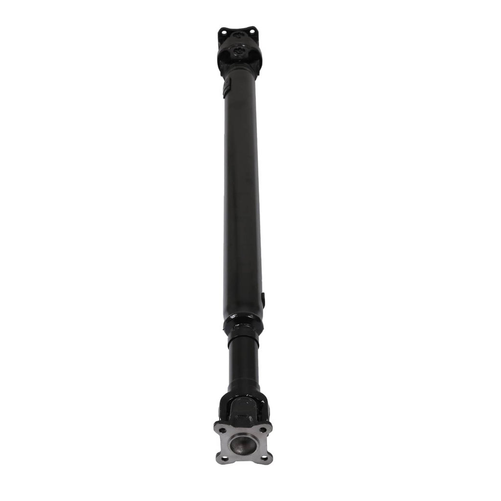 Rear drive shaft assembly black driveshaft tube with flange end, top view