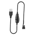 USB to PC fan voltage regulator cable with USB-A plug and 3/4-pin connector