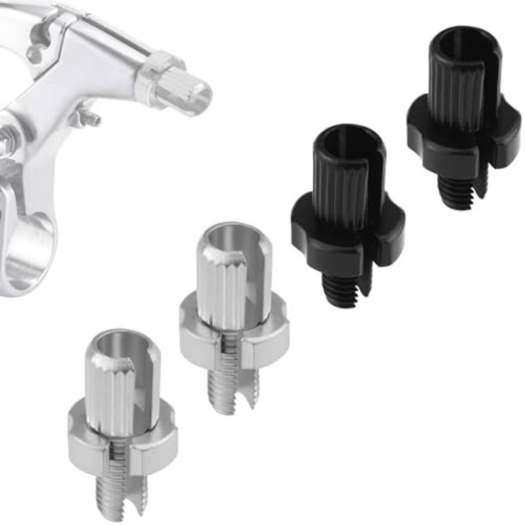 Bike brake cable adjuster screws, black knurled knobs with threaded bolts (set of 4)
