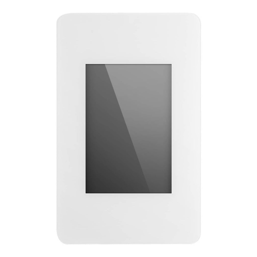 Wall-mounted programmable thermostat with TFT screen, white front and dark display