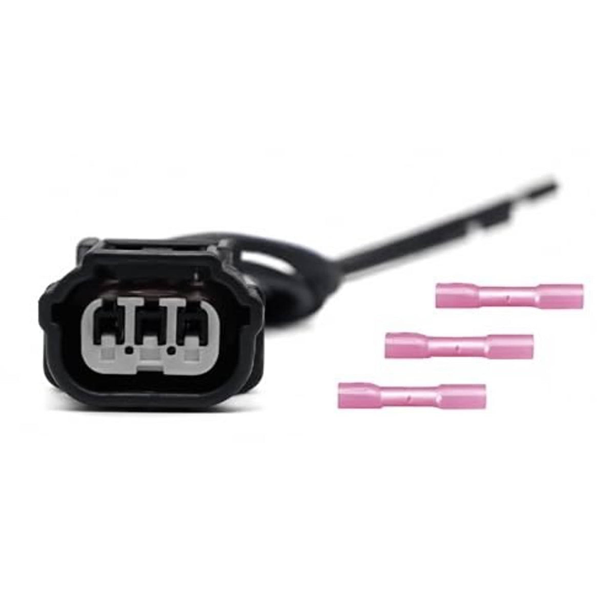 Camshaft position sensor connector harness with pink terminals and attached wire