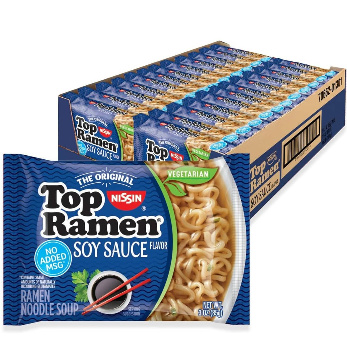 Top Ramen soy sauce instant ramen noodle soup multipack box with packets