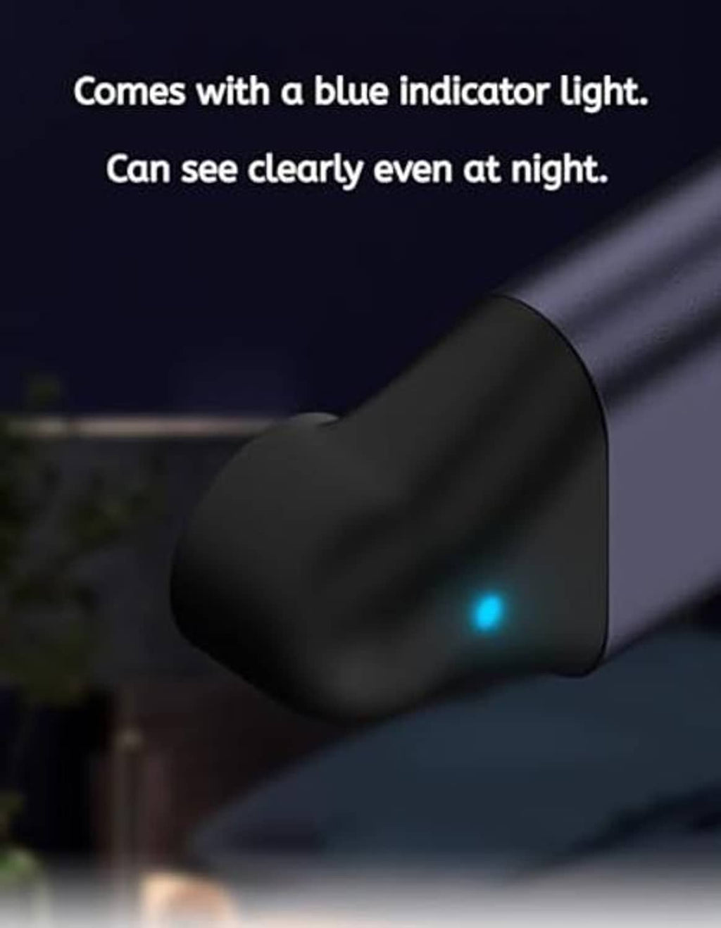 Magnetic charging adapter end cap with glowing blue indicator light